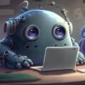 ロボットがパソコンで検索している